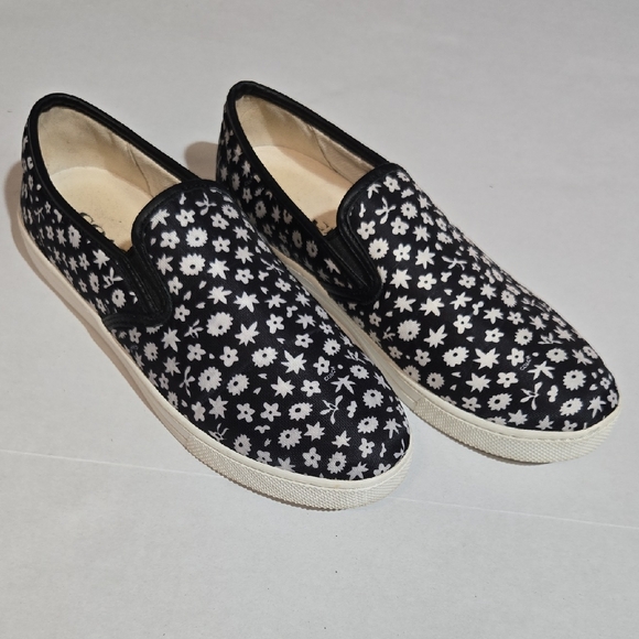 Coach Floral Black and White Slip-On Loafers - Picture 1 of 4